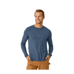Men's Merino Wool Blend Crew Neck Long Sleeve T-Shirt