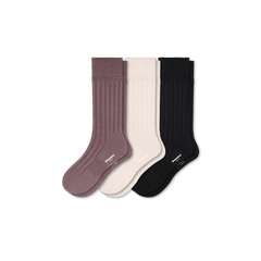 Women's Merino Cashmere Blend Rib Calf Sock 3-Pack