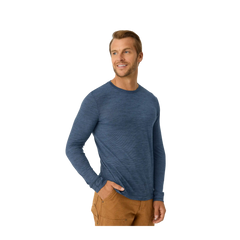 Men's Merino Wool Blend Crew Neck Long Sleeve T-Shirt