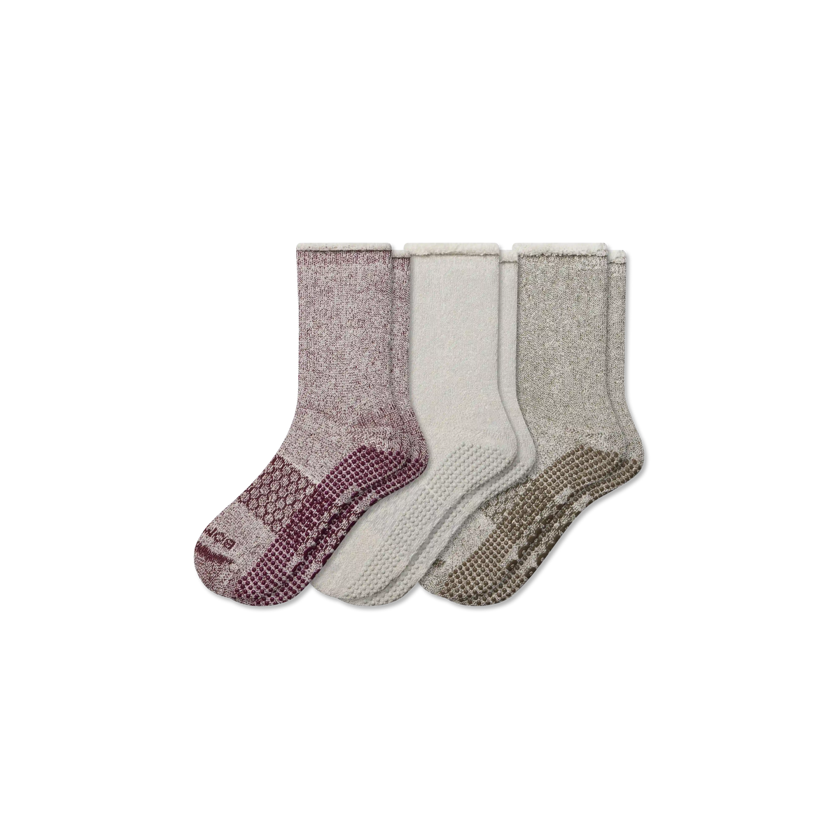 Men’s Roll-Top Merino Blend Gripper House Sock 3-Pack